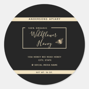 Minimalist Modern gold honey bee honey jar  Classic Round Sticker
