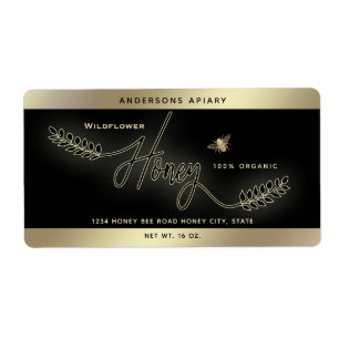 Minimalist Modern gold honey branch bee  jar  