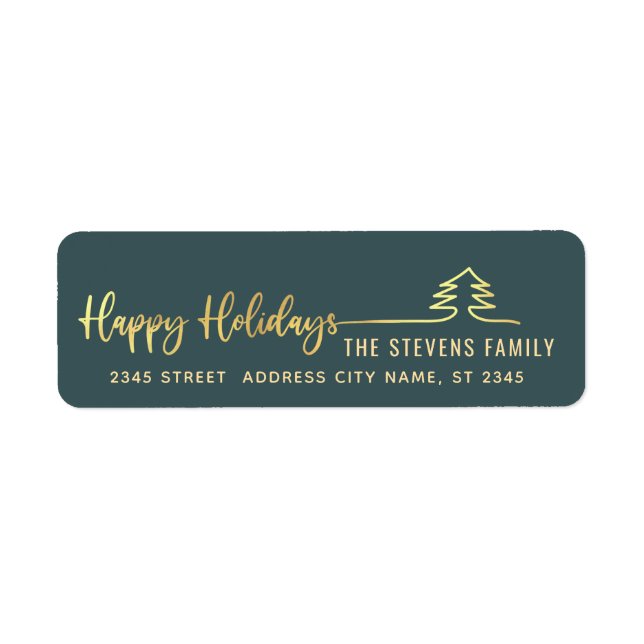 Minimalist modern gold script Happy Holidays  (Front)