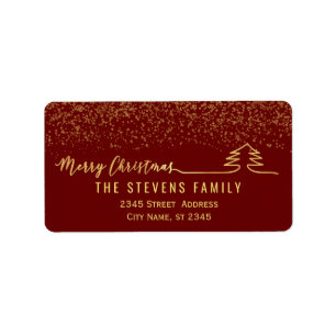 Minimalist modern gold script Merry Christmas Label