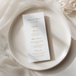 Minimalist Modern Gold Stylish Script Wedding Menu