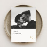 Minimalist Modern Gold Typography Photo Wedding Thank You Card<br><div class="desc">Express your gratitude with our Minimalist Modern Gold Typography Photo Wedding Thank You Card Featuring a minimalist black and white photo with a gold monogram,  this aimple wedding photo thank you Card card is perfect for a modern and minimalist touch.</div>