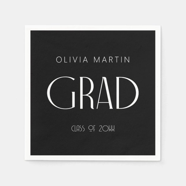 Minimalist modern Grad Napkin with name (Front)