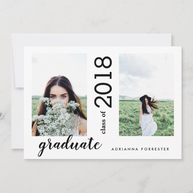 Minimalist Modern Graduate Two Photos Invitation (Front)