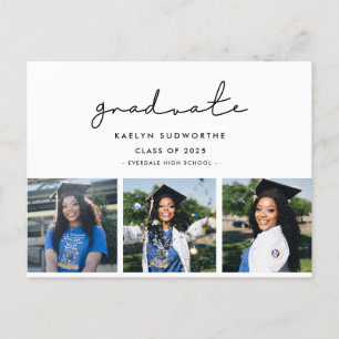Minimalist modern Graduation announcement collage Postcard