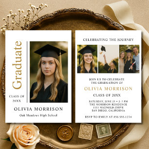 Minimalist Modern Graduation Party Photo Invitation