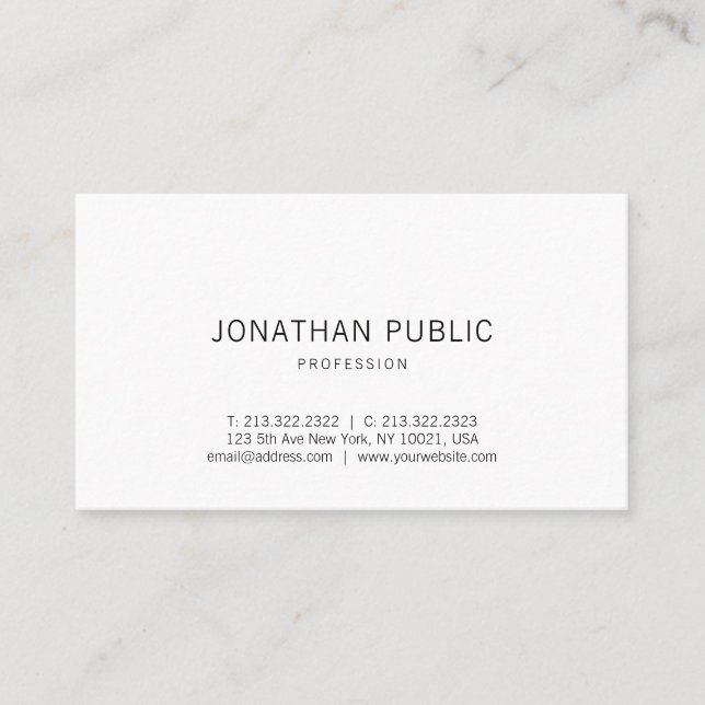 Minimalist Modern Graphic Elegant Plain Trendy Business Card (Front)