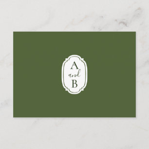 Minimalist Modern Green and White Wedding RSVP Enclosure Card