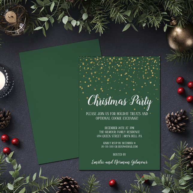 Minimalist Modern Green Christmas Party Gold  (Creator Uploaded)
