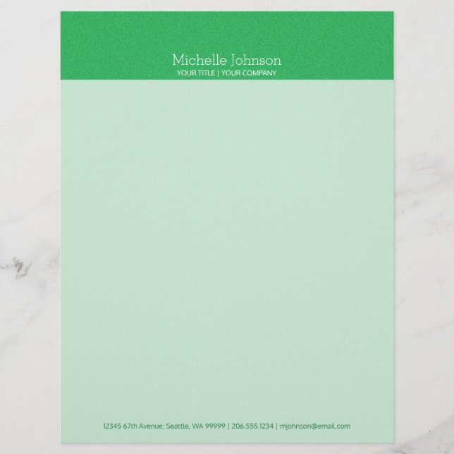 Minimalist Modern Green Grainy Texture Custom Letterhead (Front)