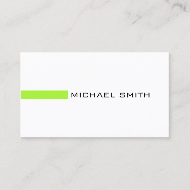 Minimalist Modern Green Lizard Elegant White Business Card (Front)