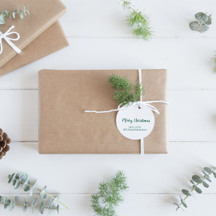 Minimalist Modern Green Merry Christmas Gift Classic Round Sticker