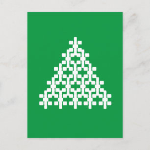 Minimalist modern green white Christmas tree Postcard