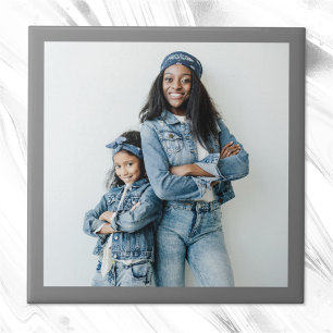 Minimalist Modern Grey Border Photo Tile