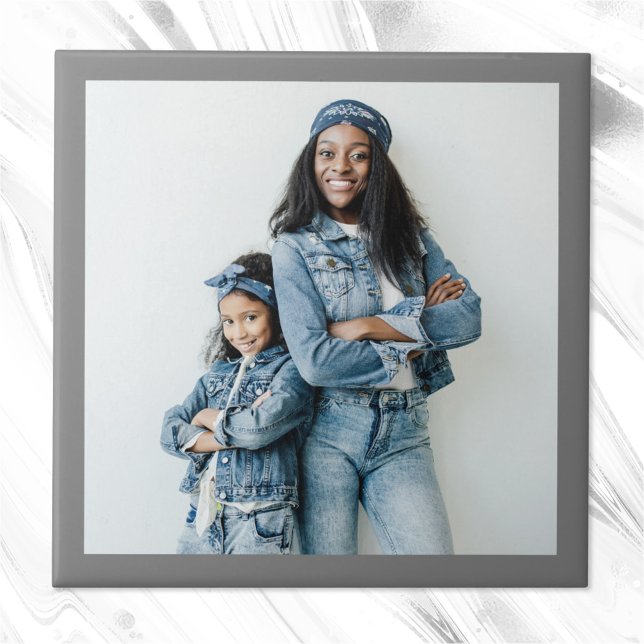 Minimalist Modern Grey Border Photo Tile (Creator Uploaded)