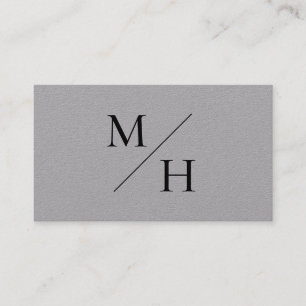 Minimalist Modern Grey Diagonal Initials Monogram Business Card
