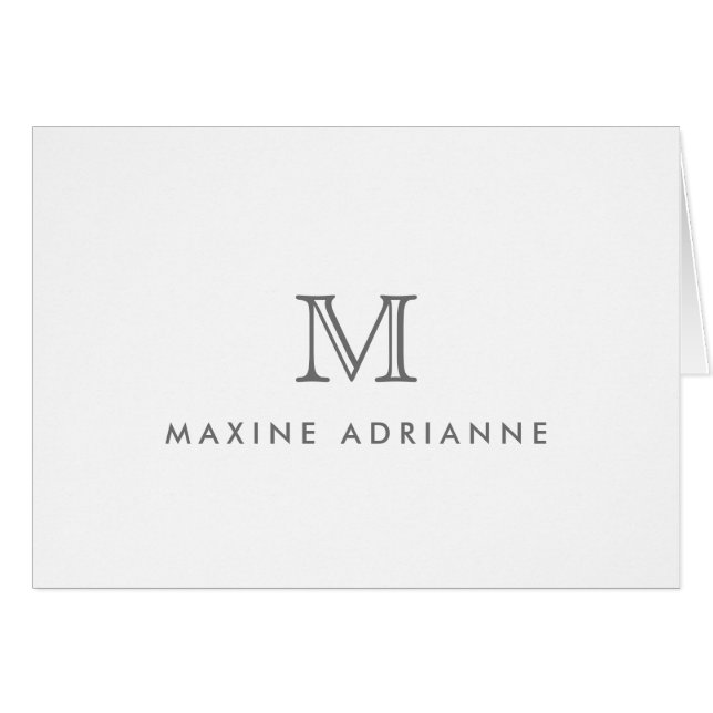 Minimalist Modern Grey Silver Monogram Initial (Front Horizontal)