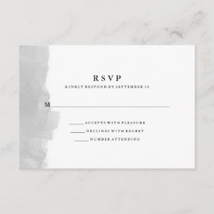 Minimalist Modern Grey Watercolor Splash RSVP Card