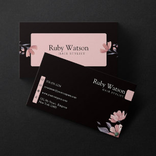 Minimalist Modern Hairstylist Blush Pink Floral Business Card