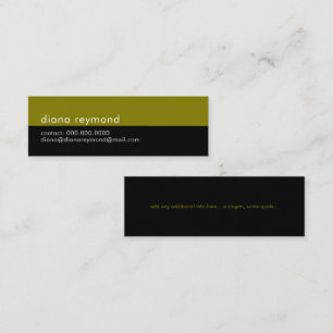 Minimalist Modern Half Black and Olive Simple Mini Business Card