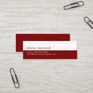 Minimalist Modern Half Dark Red Mini Business Card