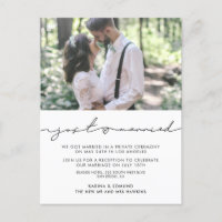 Minimalist modern handwritten Just married