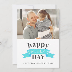 Minimalist Modern Happy Fathers Day 1 Photo Holiday Card
