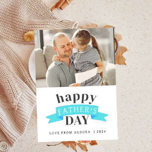 Minimalist Modern Happy Fathers Day 1 Photo Holiday Card