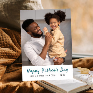 Minimalist Modern Happy Fathers Day 1 Photo Holiday Card
