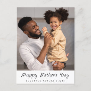Minimalist Modern Happy Fathers Day 1 Photo Holiday Postcard