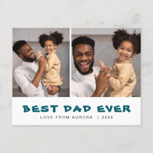 Minimalist Modern Happy Fathers Day 1 Photo Holiday Postcard