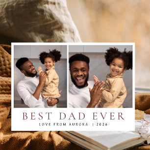 Minimalist Modern Happy Fathers Day 2 Photo Holiday Card