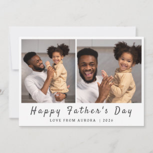 Minimalist Modern Happy Fathers Day 2 Photo Holiday Card