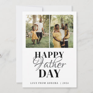 Minimalist Modern Happy Fathers Day 3 Photo Holiday Card
