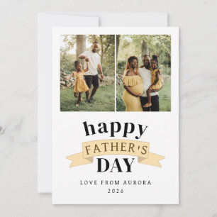 Minimalist Modern Happy Fathers Day 3 Photo Holiday Card