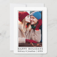 Minimalist Modern Happy Holidays Couple Photo