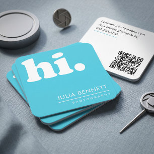 Minimalist Modern "Hi" Square Business Card