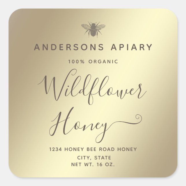 Minimalist Modern  honey bee honey jar  Square Sti Square Sticker (Front)