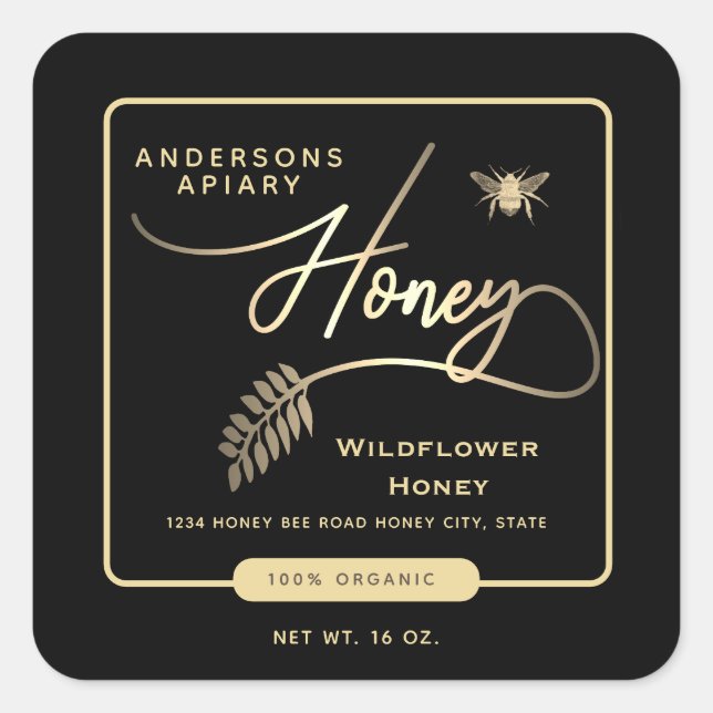 Minimalist Modern  honey bee honey jar Square Sticker (Front)