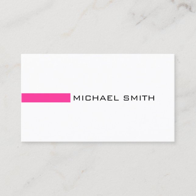 Minimalist Modern Hot Pink Elegant White Business Card (Front)