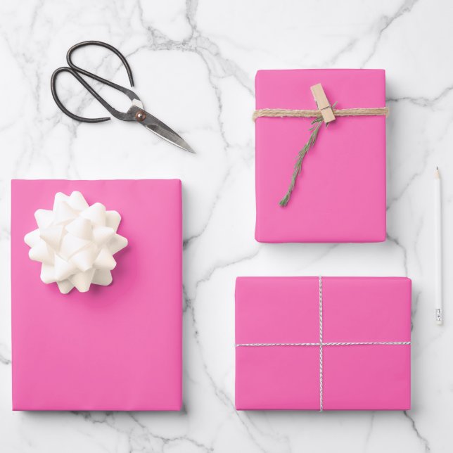 Minimalist Modern Hot Pink  Wrapping Paper Sheet (Front)