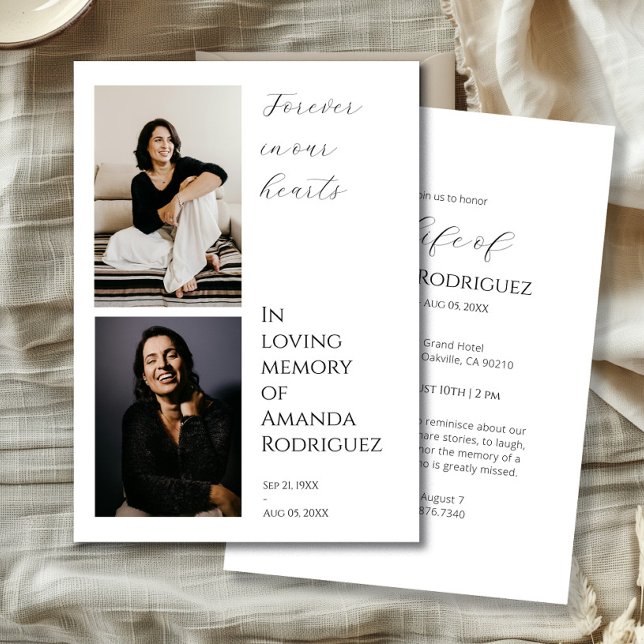 Minimalist Modern In Loving Memory Funeral Photo Invitation (Creator Uploaded)