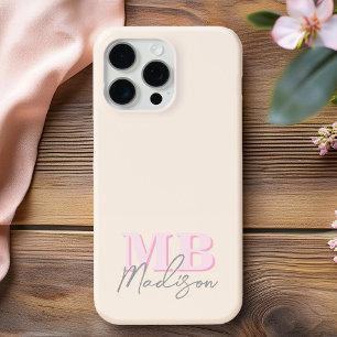 Minimalist Modern Initial Monogram iPhone 15 Pro Max Case