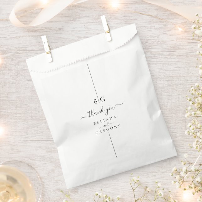 Minimalist Modern Inline Monogram Wedding Favour Bags (Clipped)