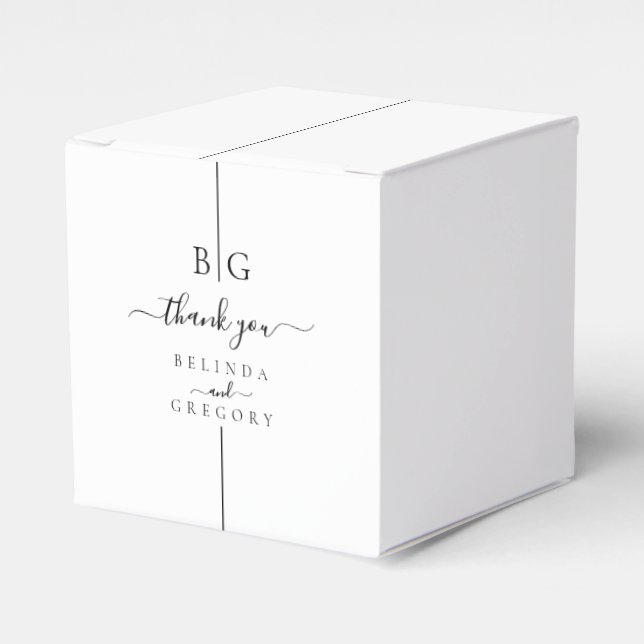 Minimalist Modern Inline Monogram Wedding Favour Box (Front Side)