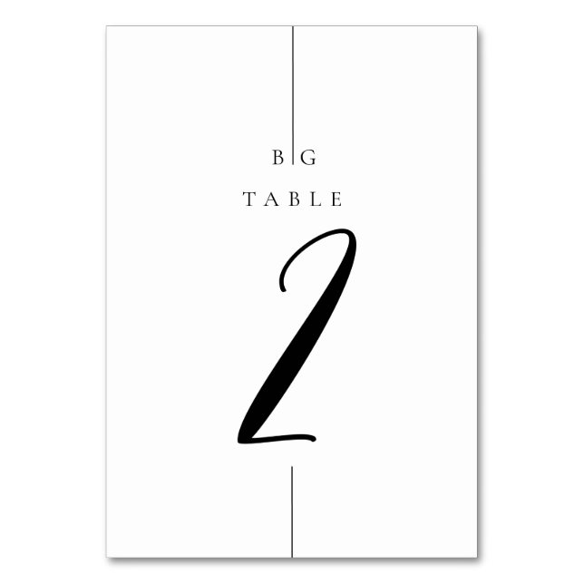Minimalist Modern Inline Monogram Wedding Table Number (Front)