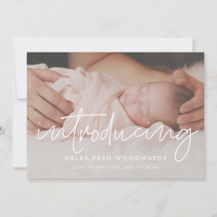 Minimalist modern Introducing baby photo Announcement