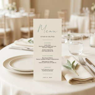 Minimalist Modern Ivory & Sage Green Wedding Menu