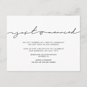 Minimalist modern Just married announcement Postcard