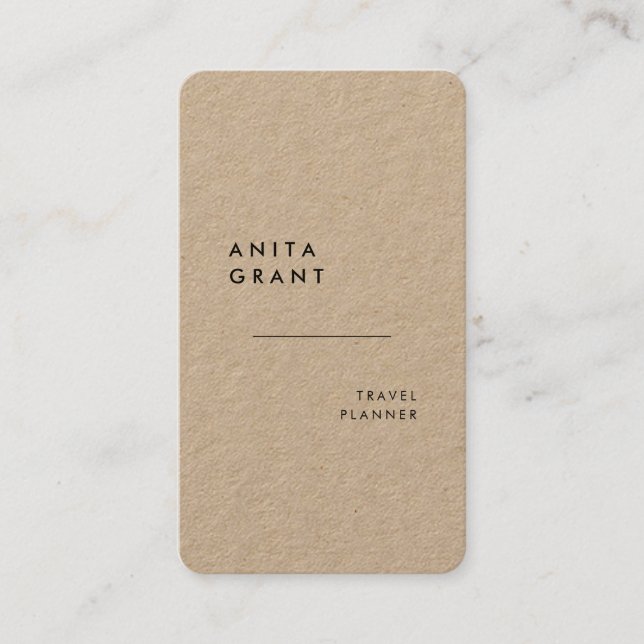Minimalist modern kraft business card (Front)